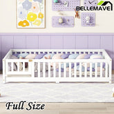 Bellemave® Full Size Montessori Floor Bed with Safety Guardrails and Door - Bellemave